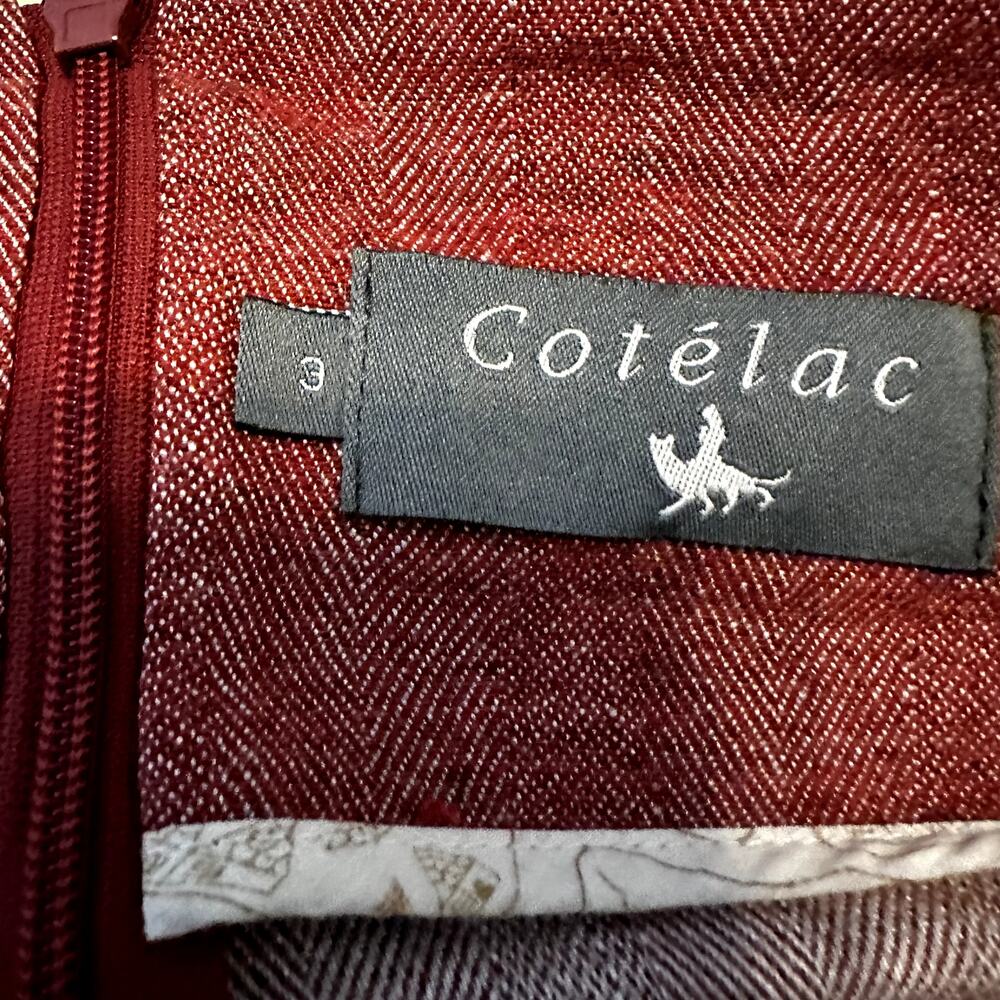 Cotelac Paperbag Skirt Linen Wool Tie Waist Pleated Back Zip Front Pockets XL 37 - Picture 2 of 5